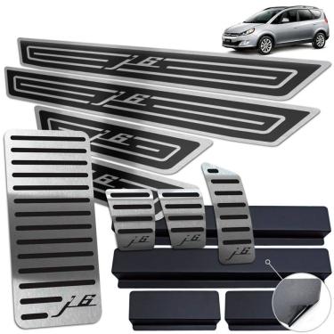 Imagem de Pedaleira Descanso Soleira Inox Jac J6 2011 A 2016 Preto