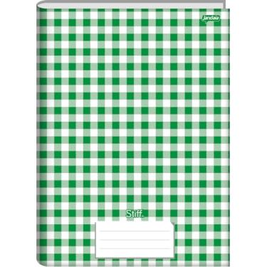 Imagem de Jandaia - Caderno Brochura 1/4 Capa Dura 96 Fls Stiff Xadrez Verde - Pacote com 05 unidades