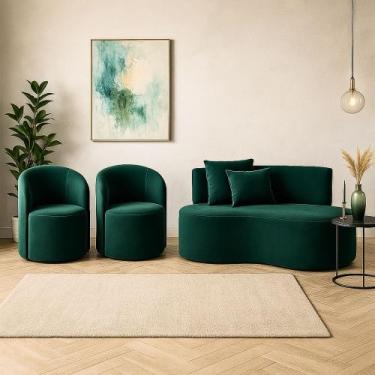 Imagem de Conjunto Decorativo 02 Poltronas + Sofá Curvo Orgânico Nature Gaia Sue