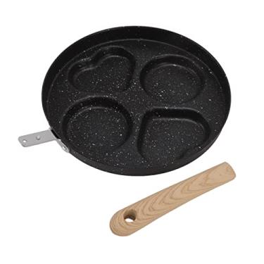 Imagem de Frigideira de ovo antiaderente multi panela de ovo 4 xícara uniformemente aquecida alça ergonômica para o café da manhã cozinhar ferro fino plástico fenólico 40.8x24.6cm