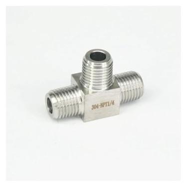 Imagem de WWECCQIJ 1/10.2 cm NPT macho Tee 3 Way Pipe Fitting 304 aço inoxidável água gás óleo