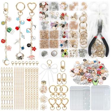 Imagem de Himake 389 peças Kit de fabricação de chaveiros DIY com pingentes, clipes, correntes, alicate e ferramentas para brilho labial, pingentes de bolsa, joias personalizadas