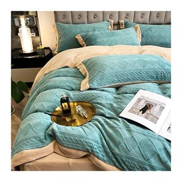 Imagem de Veludo Quatro Peças Flanela Tridimensional Esculpida Leite Veludo Luxo Capa de Cama com Flanela Dupla Jogo de Cama Capa de Edredom Completo (Cor: C, Tamanho: 1,8 m Jogo de Lençóis de Cama B 1,5 m)