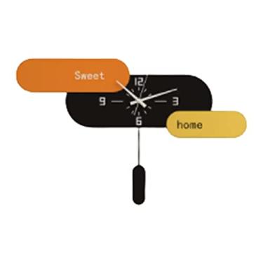 Imagem de WYUYIWH Relógio de parede nórdico familiar, sala de estar, casa, moda, atmosfera, decoração, personalidade, relógios de parede com pêndulo silencioso sem tique-taque para pendurar na parede (B 436 x