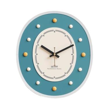 Imagem de WYUYIWH Relógio de parede não perfurado, relógio de parede personalizado e simples para sala de estar, adequado para sala de estar, estudo, relógio de decoração de quarto (azul)