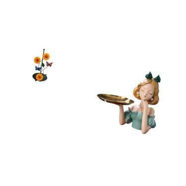 Imagem de Fenteer Porta-toalhas de Papel Princesa, Dispensador, Antiderrapante, Vertical, Porta-lenços, Estátua de Resina, Porta-chaves, Bandeja, Enfeite de Mesa, Arte