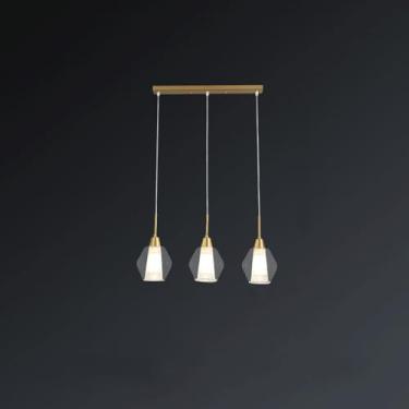 Imagem de YQSLQZZ Luminária pendente de latão para sala de jantar, lustre moderno de 3 luzes de ilha de cozinha de meados do século, mesa de jantar ajustável em altura acima lustres de iluminação decorativa