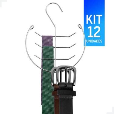 Imagem de Cabide Suporte Cinto e Gravata Cromado Kit com 12 unidades - Shoppingd
