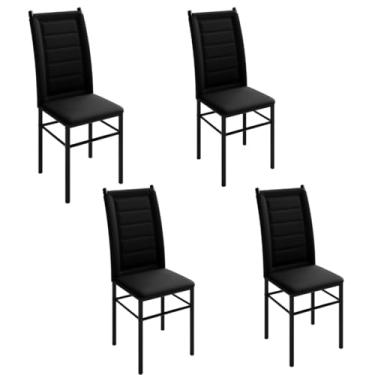 Imagem de Conjunto 4 Cadeiras Sala Jantar Cozinha Estofada Tubo Preto (Preto/Preto)