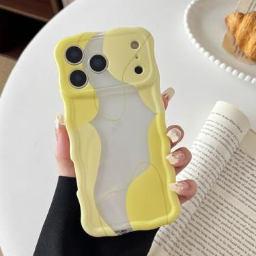 Imagem de DEFBSC Capa para iPhone 17 Pro Max, linda capa de telefone com padrão estético de arte ondulada transparente para mulheres e meninas, moldura ondulada, capa protetora durável, proteção total para