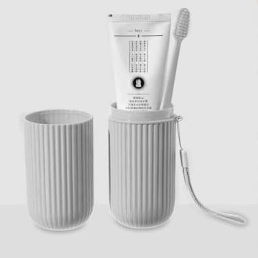 Imagem de 1 estojo cinza para escova de dentes portátil: 19 cm, para viagens, acampamento, negócios