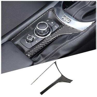 Imagem de Aotumcer Console central botão multimídia botão de ar condicionado moldura painel adesivo de fibra de carbono macio compatível com Mazda MX-5 MX5 Miata 2016-up