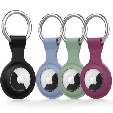 Imagem de Pacote com 4 capas para AirTag, com chaveiro, porta-chaves de silicone macio, corrente para Apple Air Tag, GPS, localizadores de itens, acessórios, para mochila, bagagens, animais de estimação (4