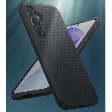 Imagem de Capa protetora de camada dupla para Samsung Galaxy A35/A55 5G, leve, antiderrapante, texturizada, traseira militar, capa protetora resistente e resistente à prova de choque (preto)