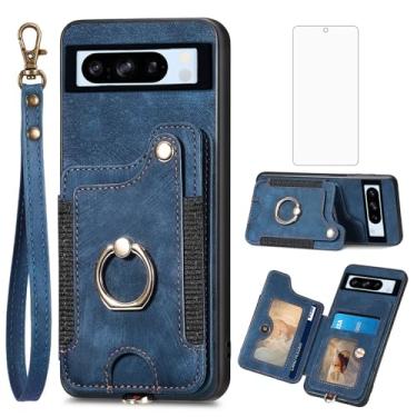 Imagem de Asuwish Capa de celular para Google Pixel 8 Pro 5G com protetor de tela de vidro temperado alça de pulso cordão RFID suporte de cartão de crédito anel suporte Pixel8Pro Pixel8 XL Eight 8Pro feminino