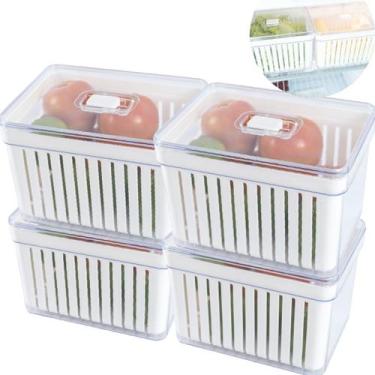 Imagem de Organizador de Geladeira 3,8L Kit 4, 3, 2 ou 1 Uni com Tampa Grande Tr