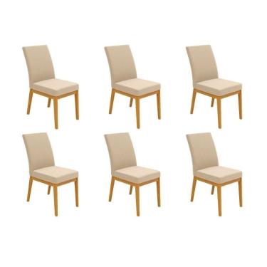 Imagem de Cadeira Sala De Jantar Isadora Kit 6 Un Ipe/suede Creme - Dj Móveis