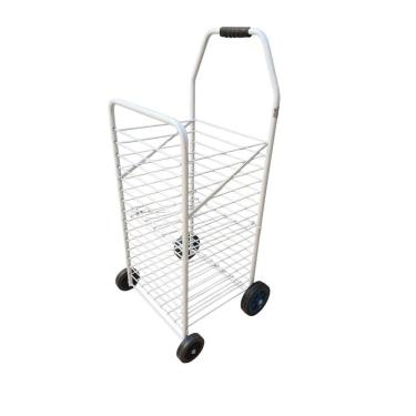 Imagem de Carrinho De Feira Branco 4 Rodas De Borracha Dobrável