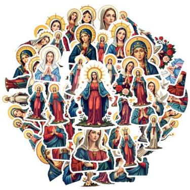 Imagem de 35 adesivos religiosos santa devoção paz papelaria adesivos PVC adesivos imaculados brinquedo para telefone faça você mesmo, laptop, scrapbook, bicicleta, faça você mesmo, telefone, guitarra, laptop