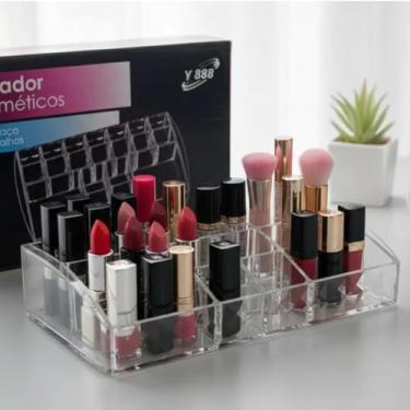 Imagem de Organizador de Cosméticos Maquiagem Pincel Porta batom Em Acrilico 20 Divisorias