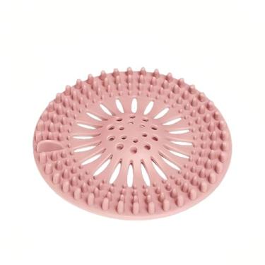 Imagem de Captador de cabelo de ralo de silicone em 4 cores – Pacote com várias capas de filtro de pia e chuveiro, protetor de ralo de banheira com malha fina para cabelo, espuma de sabão e detritos (rosa)