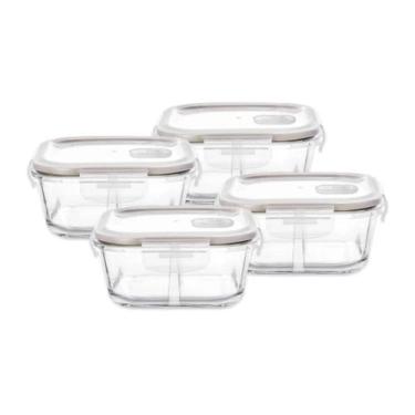 Imagem de Kit 4 Potes De Vidro Borossilicato Herméticos Com Tampa E Divisória 52