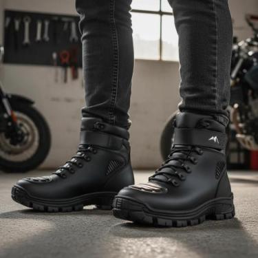 Imagem de Coturno Bota Casual Masculina Confortavel Resistente Couro Palmilha em