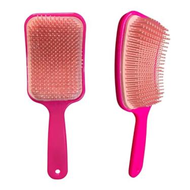 Imagem de Escova Cabelo Raquete Flex Profissional Fashion Cerdas Flexíveis Desembaraçadora Anti Quebra Anti Frizz Mágica Premium CORES SORTIDAS