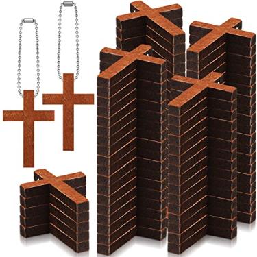 Imagem de Bucherry Pingente de cruz de madeira, 300 peças, pingente de cruz de madeira, enfeite para pendurar para homens e mulheres, faça você mesmo, colar, pulseira, brinco, joias, artesanato, acessórios