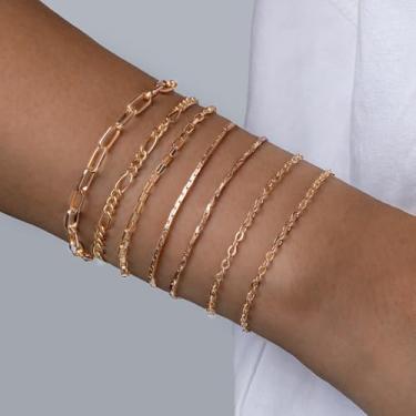 Imagem de Pilha de pulseira de ouro para mulheres, joias modernas empilháveis com contas