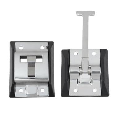 Imagem de Chinflly Trava de porta RV 304 de aço inoxidável mais espessa, estilo T, portas de entrada para trailer, trailer, trailer, carga, motorhome, caminhão e van com parafusos, 1 peça (preto)