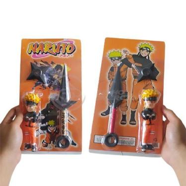 Imagem de Kit Boneco Action Uzumaki Naruto + Shuriken Ninja + 1 Kunai