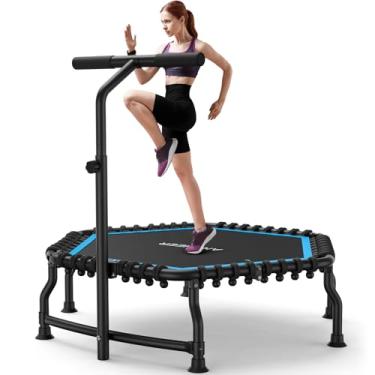 Imagem de ANCHEER mini trampolim para adultos, rebote de exercício de 50 '' para adultos 550 libras. Trampolim rebounder de carga máxima para crianças e adultos com guiador ajustável em 3 níveis