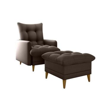 Imagem de Poltrona De Amamentação Com Puff Montreal Matrix Suede Marrom