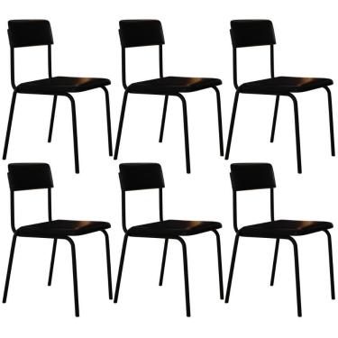 Imagem de Kit 06 Cadeiras Estofada Para Sala De Jantar Sense Preto C01 Courino Preto - Lyam Decor