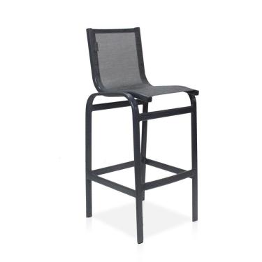 Imagem de Banqueta Alta Para Balcão Grafite E Tela Mesclada De Cinza