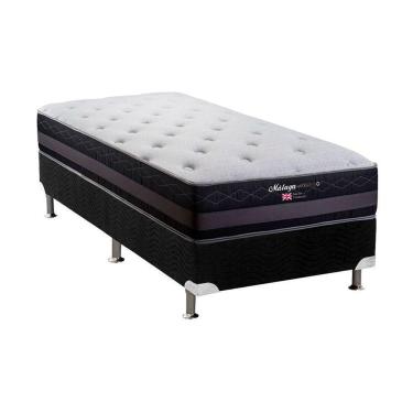 Imagem de Cama Box Solteiro: Colchão Molas Herval Maxspring Málaga + Base Crc Suede Black(88X188)