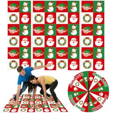 Imagem de Capoda 2 Pcs Christmas Party Game Christmas Twist Poses Mat with Spinner Xmas Party Twisting Yoga Poses Floor Mat Spinner for Holiday Family Classroom School Activity