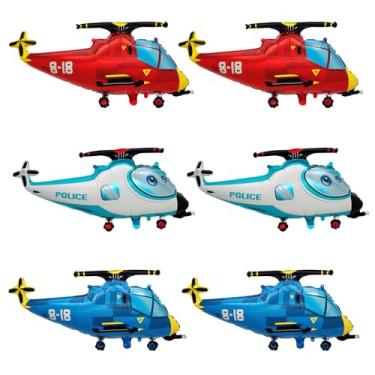 Imagem de 6PCS Airplane Helicopter Shaped Foil Balloons Set Airplane Mylar Balloons for Boys Girls Themed Party Birthday Decoration Supplies