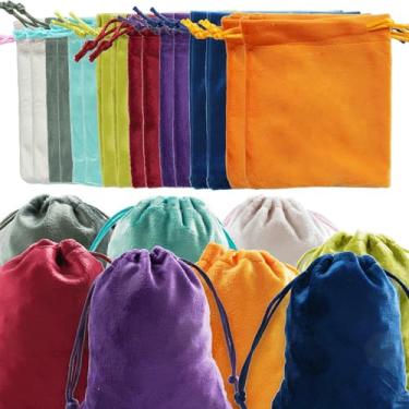 Imagem de Bairdish Bolsas de joias de tecido de veludo, 16 peças, sacos de presente grandes com cordão de 13 cm x 18 cm para armazenamento de cristais de doces de Halloween, artesanato, artigos de festa