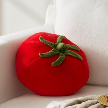 Imagem de GIGIZAZA Lindas almofadas vermelhas de tomate almofadas decorativas estéticas divertidas almofadas de quarto almofadas exclusivas para sofá de fazenda 30 cm almofadas de frutas divertidas