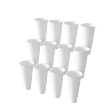 Imagem de ClarArti - 16 baldes brancos para suporte de 4 níveis, carrinho de flores de metal com rodas - suporte de exibição e organizador de balde para casamentos, expositores de lojas de flores e flores