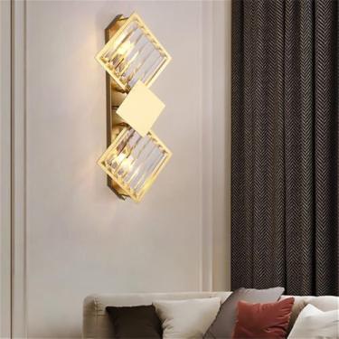 Imagem de Luminária de parede moderna e luxuosa em cristal com LED, ideal para sala de estar, quarto, cabeceira, casa de campo, hotel, escritório, escada e corredor (Estilo 22 D23H50CM)