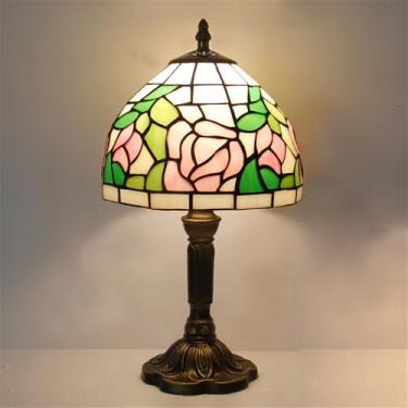 Imagem de Luminária de mesa vintage americana com LED, personalizada e criativa, para sala de estar, escritório, quarto infantil, casa de campo ou hotel, com vidro colorido (Estilo 13)
