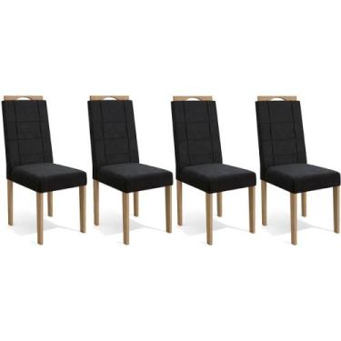 Imagem de Kit 4 Cadeiras de Cozinha 2CAD150EA 4 Un Eucalipto/Suede Preto A038 - 