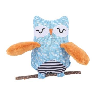 Imagem de Pssopp Brinquedo de Dentição de Pelúcia para Gato, Material de Segurança Delicado, Artesanal, Brinquedo Interativo para Mastigar Com Erva de Gato Com Videira para Gatinhos Internos (Coruja)