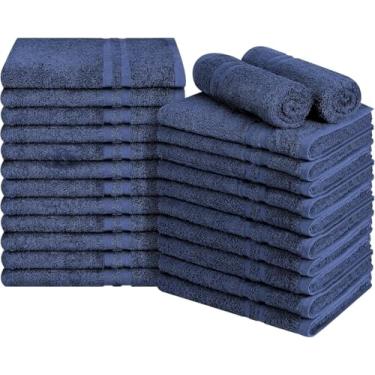 Imagem de ARC HOME Pacote com 24 toalhas de mão premium – 100% algodão, macias e altamente absorventes – 40,6 x 70 cm, toalhas a granel azul marinho para banheiro, spa, academia e uso diário