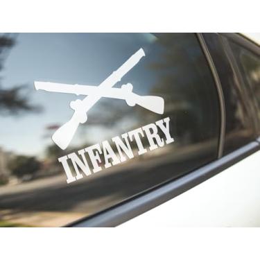 Imagem de Edward & Co Sticker Infantry Crossed Rifles Decal United States Army Military for Car Truck Window Laptop Bumper US Flag 4.5 x 3.0 in (White)