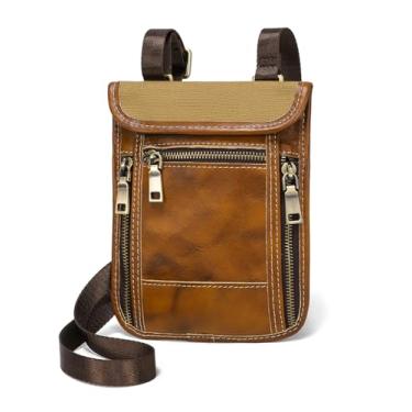 Imagem de LANNSYNE Bolsa de couro genuíno para celular, bolsa de viagem e carteira de pescoço