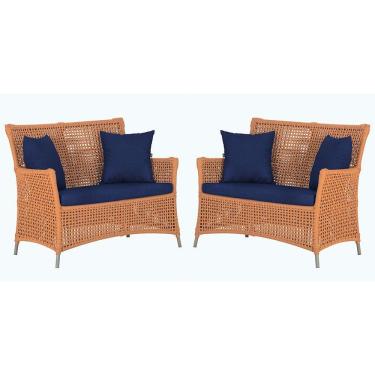 Imagem de 2 Sofás área Externa Igapó Alumínio Fendi Corda Náutica E10 Terra Cota